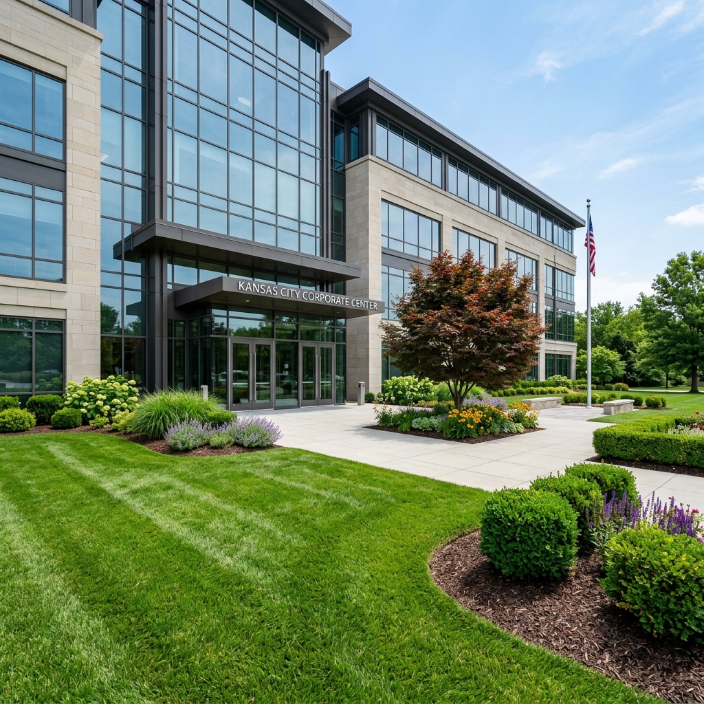 After: Pristine manicured commercial hedges lawn