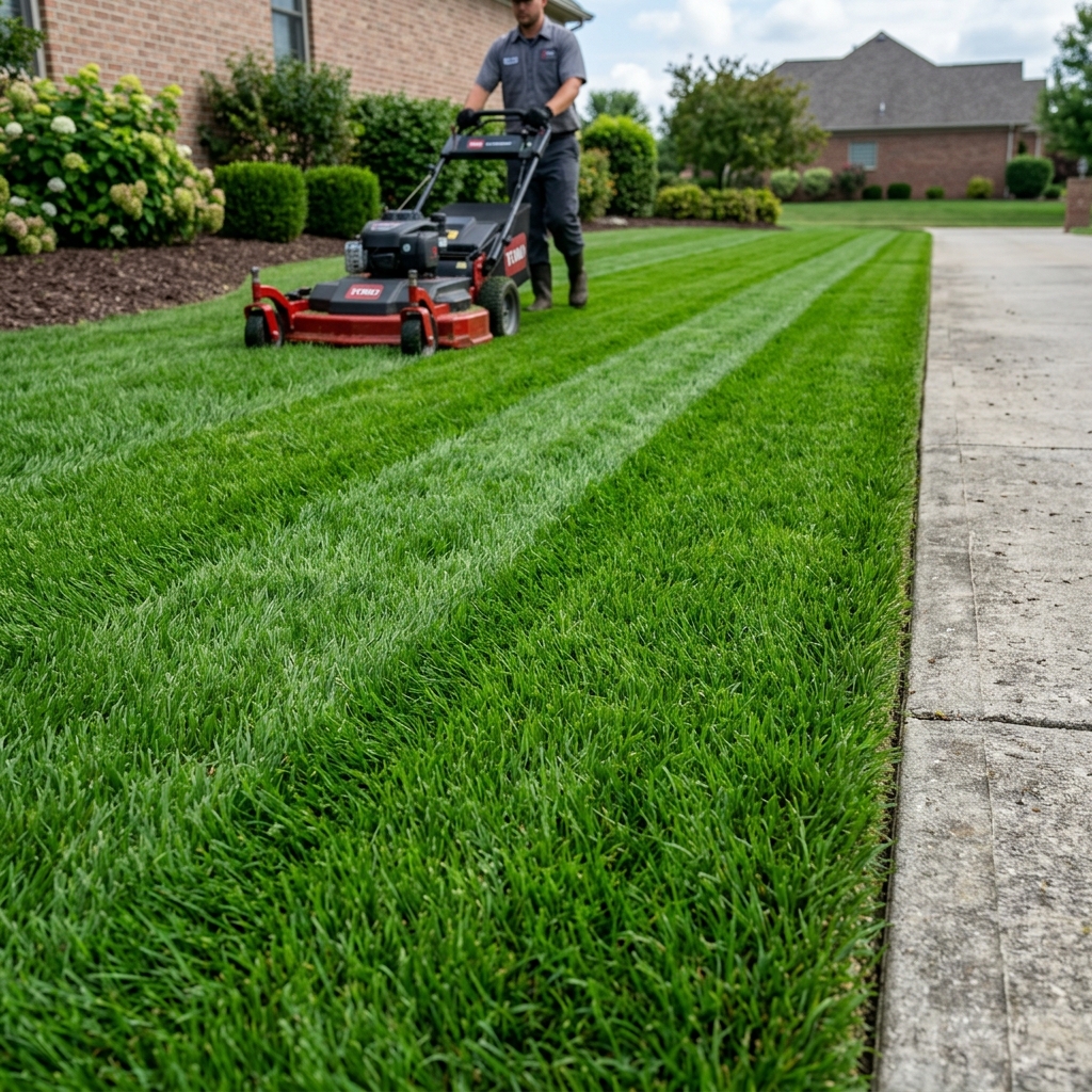 After: Manicured striped lawn