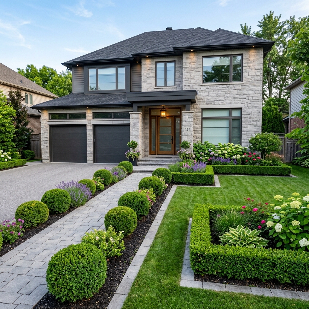 After: Perfectly pruned shaped hedges
